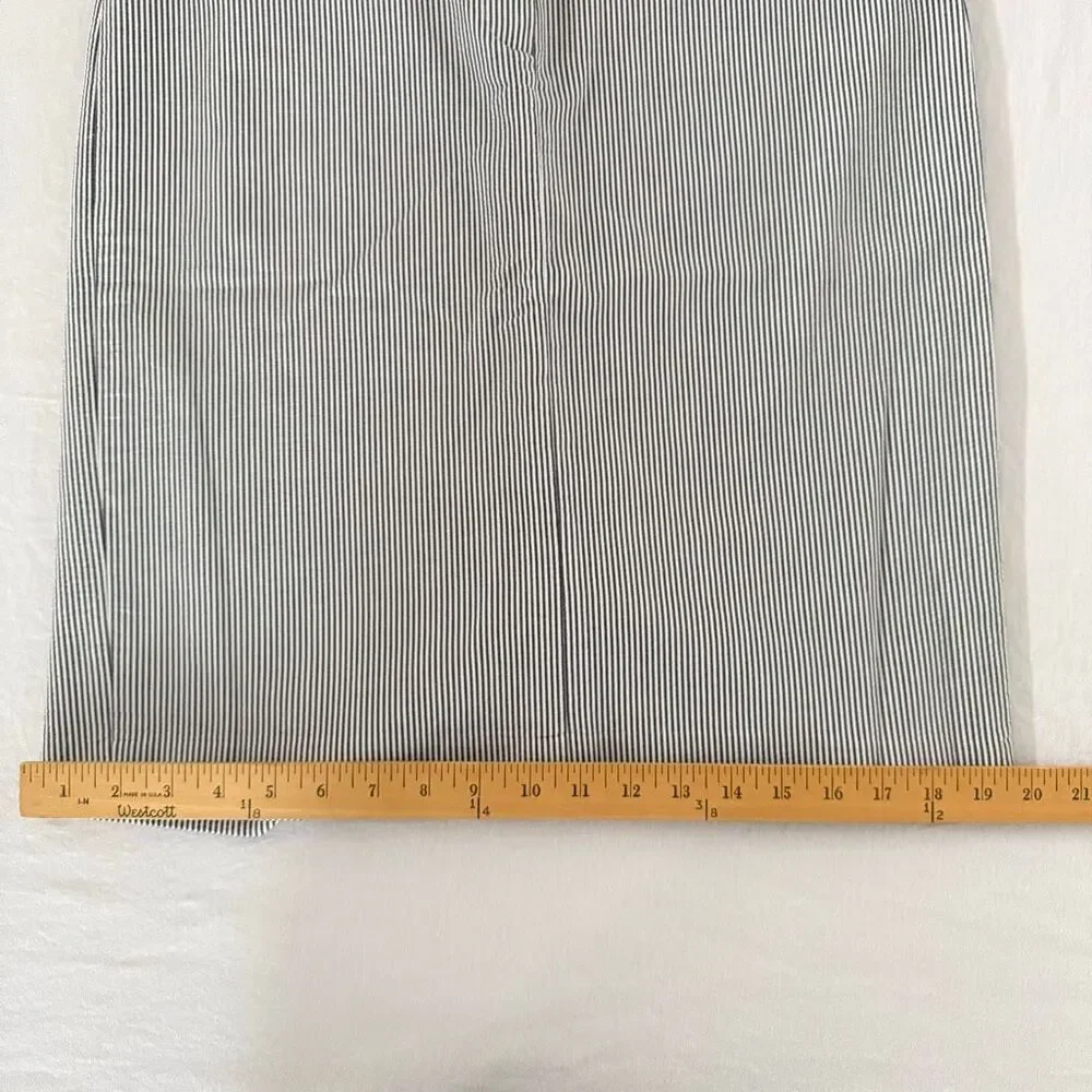 Talbots | Blue White Pinstripe Seersucker Skirt | Size 10 | Cotton A-Line | Summ